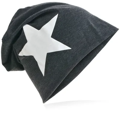 Produktbild von Beanie Muetze Weiss Stern Anthrazit