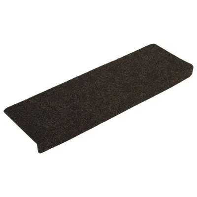Obrázek produktu pro Schodové rohože samolepicí 15 ks 65 x 21 x 4 cm tmavě hnědé s obdélníkovým okrajem