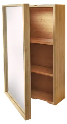 Produktbild von osoltus Spiegelschrank Badschrank mit Tür Bambus 60x35x14 cm, KI-generiertes Bild