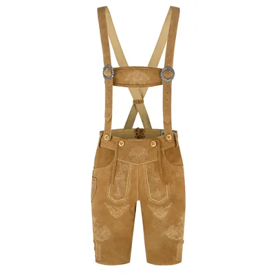 Produktbild von Bohmberg Damen Trachten Lederhose knielang aus echtem Rindsleder inkl. Hosenträger Hellbraun Trachtenhose für Volksfest