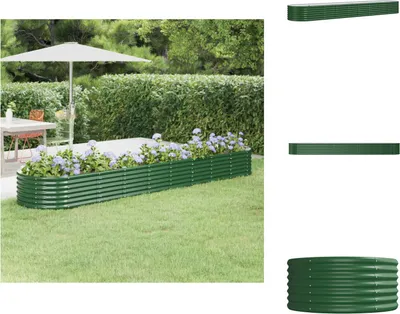 Produktbild von vidaXL Hochbeet Pulverbeschichteter Stahl 368x80x36 cm Grün -  Blumentöpfe & Pflanzgefäße