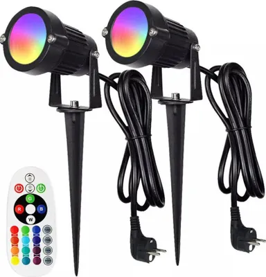 Obrázek produktu pro RGB LED zahradní bodové světlo s bodcem do země, venkovní světlo IP65, sada 2 ks, zahradní světlo