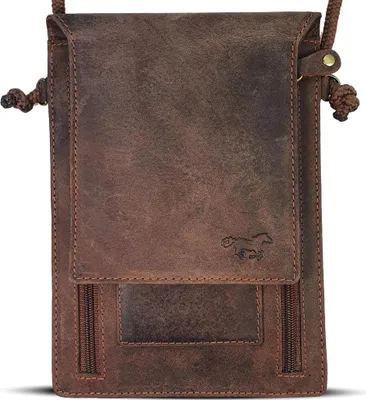 Produktbild von Halstasche – Nackttasche für Herren – Nackttasche für Damen – Passhülle – Gürteltasche für Herren – Gürteltasche – Hunter Braun