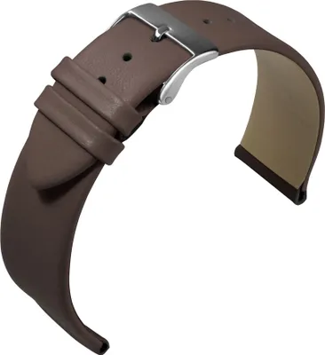 Produktbild von Eulit Nappa Fashion > Uhrenarmband hautfreundlich braun Kalbsleder, Stegbreite:20mm, Schließe:Silbern