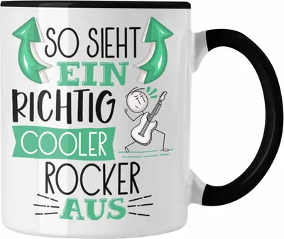 Produktbild von Trendation - So Sieht Ein Richtig Cooler Rocker Aus Tasse Geschenk für Rocker Geburtstag Geschenkdiee Rockmusiker (Schwarz)