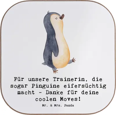 Produktbild von Mr. & Mrs. Panda Tassenuntersetzer Eiskunstlauf Trainerin - Weiß - Geschenk, gläseruntersetzer, mentale Stärke, Danksagung, Tassen Untersetzer, Mentorin, Sportart, Design
