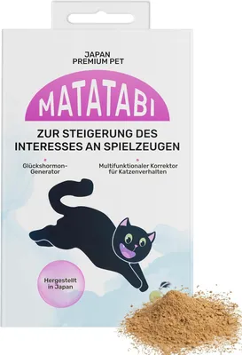 Produktbild von Japan Premium Pet Matatabi Pulver für Katzen – natürliche Alternative zu Katzenminze & Kaustangen, fördert Spieltrieb & Interesse, aus Japan