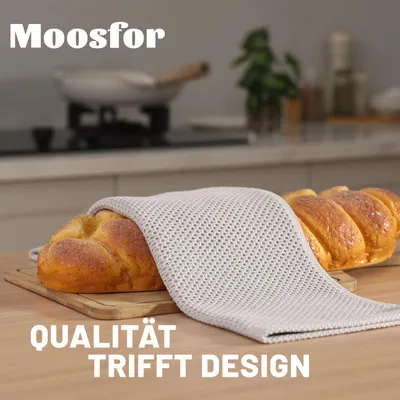 Immagine prodotto di Strofinacci da cucina, 32 x 72 cm, set da 6, 100% cotone, color grigio chiaro, per la cucina