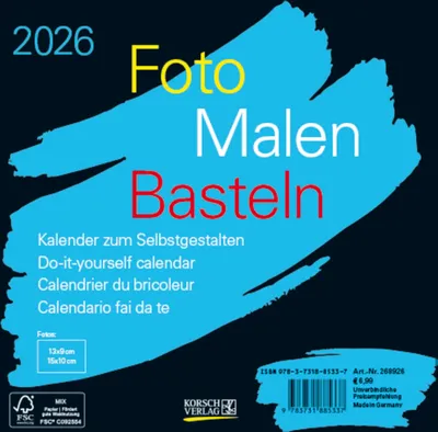 Produktbild von Foto-Malen-Basteln Bastelkalender schwarz quer 2026