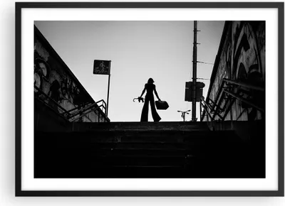 Produktbild von Gerahmtes Poster - Schwarzer Rahmen - Schatten Fotografie Treppen - 70x50 cm - Wand Bild - Wanddeko - Wandbilder - Kunstposter - Wandposter - Bilderrahmen - Bilder - Kunstdruck - P2BAA70x50-4365