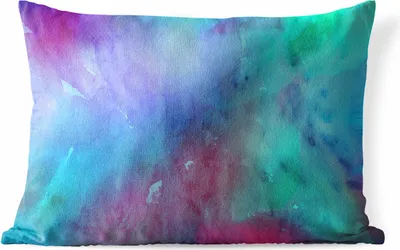 Produktbild von MuchoWow® Outdoor Kissen - Aquarell - Grün - Rot - Blau - 50x30 cm - Wetterfest - Lounge Kissen - Sofa kissen - Wohnzimmer Dekoration