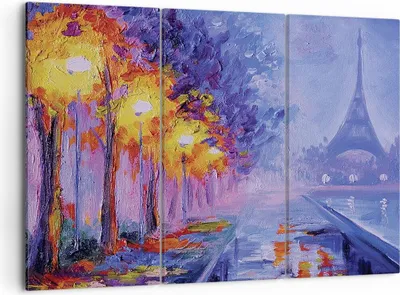 Produktbild von Bild auf Leinwand - Leinwandbild - 3 Teile - Paris Laternen Eiffel - 105x70cm - Wand Bild - Wanddeko - Wandbilder - Leinwanddruck - Bilder - Wanddekoration - Leinwand bilder - Wandbild - CE105x70-4199