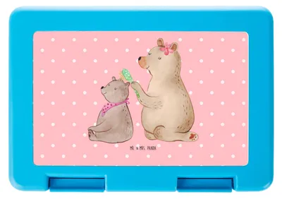 Produktbild von Mr. & Mrs. Panda Bentobox Bär Kind - Rot Pastell - Geschenk, Essensdose, Familie, Lunchbox, Papa, Mutter, Snackbox, Frischhaltedose, Muttertag, Bento Box