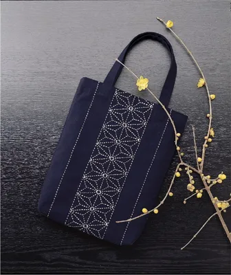 Image de Olympus Sashiko paquet de broderie "sac", tissu imprimé, 32x26x4cm, original du Japon