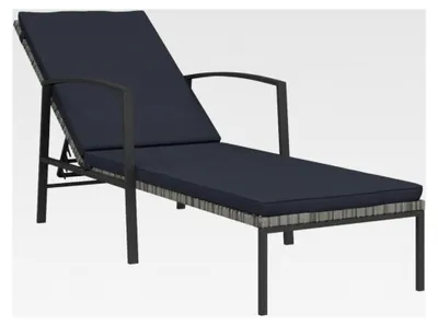 Produktbild von Sonnenliege mit Auflage aus Poly Rattan in Grau
