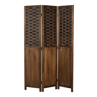 Produktbild von Homestyle4u Paravent Raumteiler 3 teilig Holz Braun Rattan Trennwand Sichtschutz Indoor