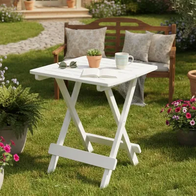 Immagine prodotto di Elpino - Tavolo da Esterno, 44x44x50h cm Bianco, 2 Posti Italy