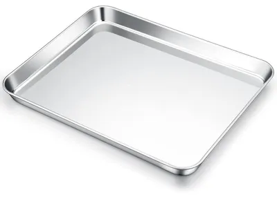 Obrázek produktu pro Plech na pečení, obdélníkový, nerezová ocel, rozměry 31,4 x 24,6 x 2,5 cm, stříbrná barva