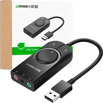 Obrázok produktu pre UGREEN USB externý stereo zvukový adaptér, 15 cm - čierny