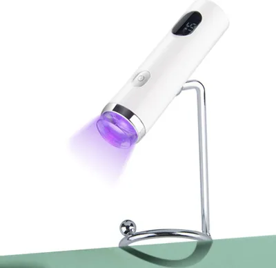 Immagine prodotto di ZELURXX Lampada UV portatile per unghie 395 nm, luce UV con 8 fuochi, indurimento rapido in 10 secondi, testa magnetica rimovibile, angolo regolabile, bianco