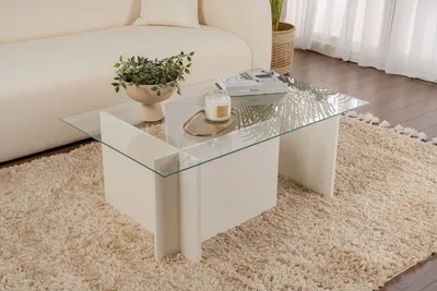 Produktbild von Skye Decor, Vetrino - Wooden White, Couchtisch, 100 % gehärtetes Glas, Holzweiß, 105 x 65 x 40 cm