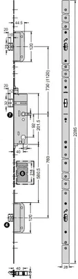 Produktbild von Schüco 3 Riegel-Fallenschloss "InterLock" mit Antipanikfunktion E, 279661
