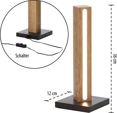 Produktbild von Northpoint LED Holz Stehlampe Stehleuchte Lichtsäule 36cm mit Netzkabel Schalter