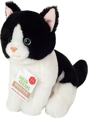 Produktbild von Teddy-Hermann Katze sitzend schwarz-weiß 20 cm