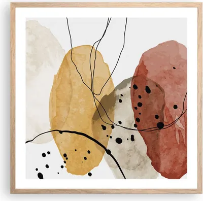 Produktbild von Gerahmtes Poster - Rahmen in heller Eiche - Aquarell Abstraktion Formen - 60x60 cm - Wand Bild - Wanddeko - Wandbilder - Kunstposter - Wandposter - Bilderrahmen - Bilder - Kunstdruck - P2NAC60x60-4658
