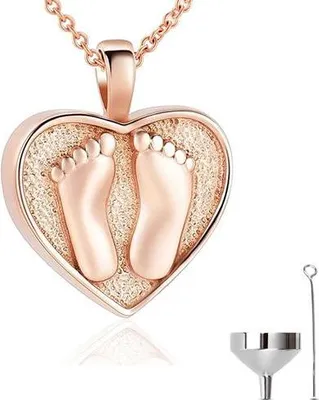 Produktbild von Luxe Asche-Halskette mit 55 cm Kette - Gedenkschmuck für Asche, Haare oder Parfum - Inkl. Asfüllhilfe und Aufbewahrungstasche - Roségold