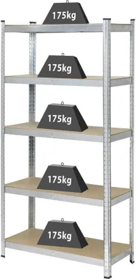 Produktbild von TOOLCRAFT TO-7863108 Schwerlastregal 175 kg (B x H x T) 90 x 1.8 x 40 cm Metall, MDF galvanisch veredelt Verzinkt, Silb