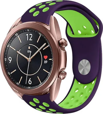 Produktbild von Strap-it Samsung Galaxy Watch 3 41mm Sportarmband (Lila/Grün)