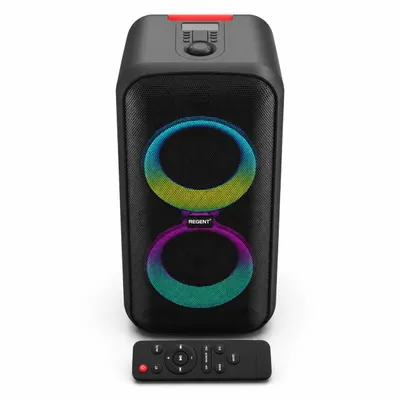 Zdjęcie produktu dla Ferguson Regent Power Audio 400BT RGB głośnik Bluetooth 60W z radiem FM, USB, AUX, DSP, wejściem mikrofonowym i gitarowym, RGB LED, przenośny, akumulator, Fer
