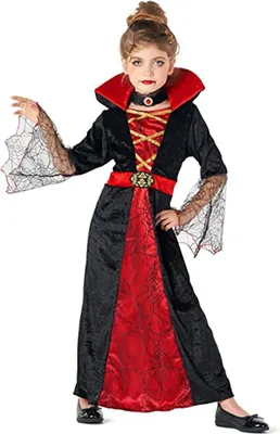 Produktbild von Vampir Kostüm "Draculina" für Mädchen | Langes Kleid mit Halsband Variante: 98-104