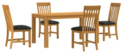 Produktbild von vidaXL Essgruppe 5 stk. Schwarz Massivholz Eiche