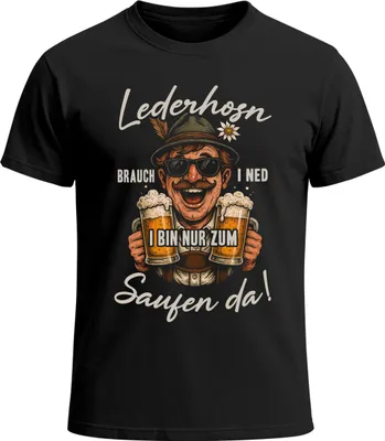 Produktbild von Herren T-Shirt für das  Lederhosn brauch i ned bin zum Feiern Saufen da Bayer Maßkrüge Fun-Shirt Trachtenshirt Bierfest Outfit Statement Spruch Saufen lustig Moonworks®
