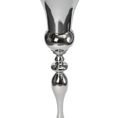 Zdjęcie produktu dla 74cm srebrny wazon na kwiaty wazon metalowy dekoracja stołu wazon podłogowy metalowy wystrój domu dekoracja ślubna