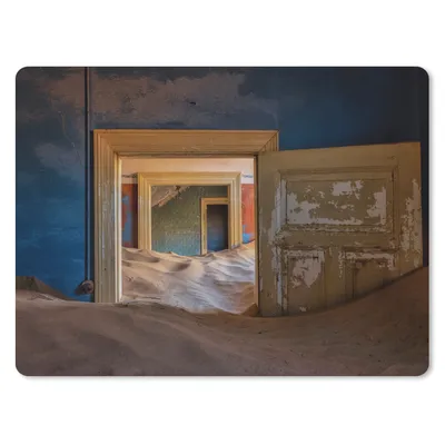 Produktbild von MuchoWow® Mauspad Mousepad Blau - Tür - Sand - Wüste 23x19 cm - Mousepads - Maus Mat - Pad - Mausunterlage - Schreibtischunterlage - Mauspad