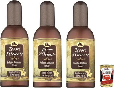 Produktbild von Tesori D'oriente Vaniglia e Zenzero del Madagascar 100ml, Blumiges und umhüllendes Parfüm 3x100ml + Italian Gourmet polpa 400gr