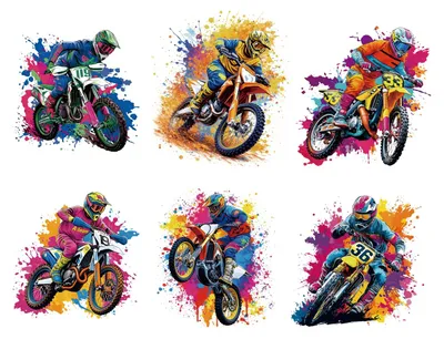 Aufbügel-Transfersticker Aquarell-Motorrad, 6 Blatt, für Textilien, DIY