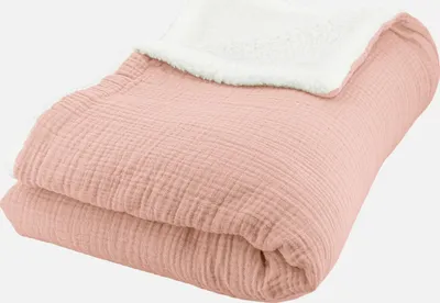 Immagine prodotto di Plaid Sherpa e mussola di cotone , 170cm, Pesca