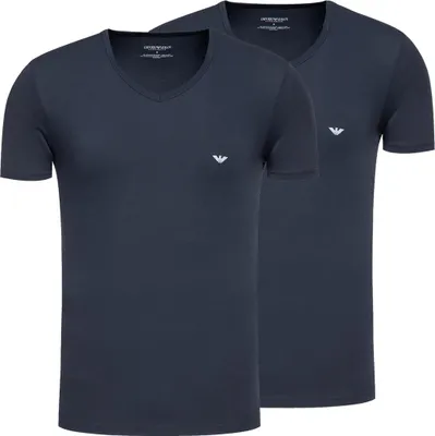 Produktbild von EMPORIO ARMANI 2er Pack Herren Slim Fit Stretch Baumwolle V-Neck T-Shirts Marine/Marine XL