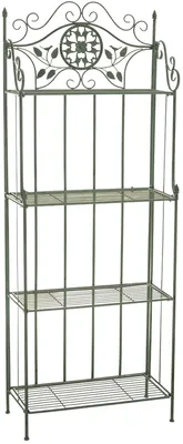 Produktbild von CLP Pflanzenregal Metall klappbar Flora, Blumenregal 4 Ebenen, Standregal antik-grün