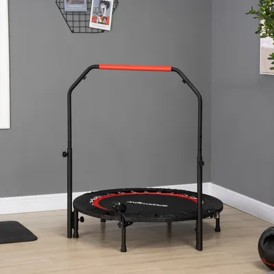 Produktbild von Mini-Trampolin Lcd-Monitor 102 Cm Fitness-Trampolin Mit 4-Fach Höhenverstellbarer Haltegriff Bis 100 Kg