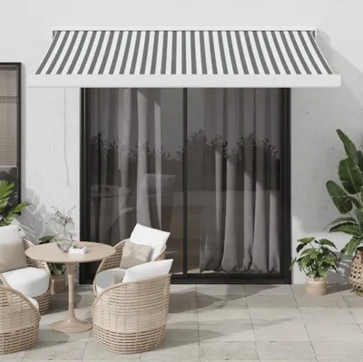 Obrázek produktu pro Maison Exclusive – Výsuvná markýza, barva antracit a bílá, rozměry 300 x 250 cm