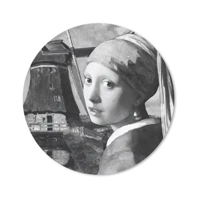 Produktbild von MuchoWow® Mauspad Mousepad Das Mädchen mit dem Perlenohrring - Johannes Vermeer - Schwarz und weiß 50x50 cm - Mousepads - Maus Mat - Pad - Mausunterlage - Vinyl