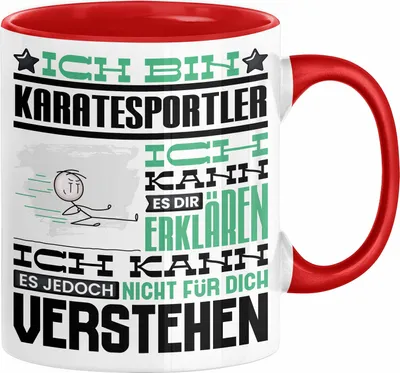 Produktbild von Karatesportler Geschenk Kaffee-Tasse Geschenkidee für Karatesportler Ich Bin Karatesportler Ich Kann Es Dir Erklären Jedoch Nicht Für Dich Verstehen Spruch Lustig (Rot)