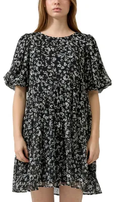Produktbild von s.Oliver Damen Kleid – Chiffon, Puffärmel, All-Over-Print