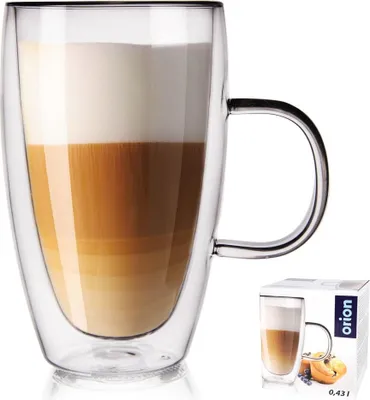 Produktbild von Orion Teeglas Kaffeeglas Doppelwandig Gläser Thermoglas für Kaffee Tee 430 ml