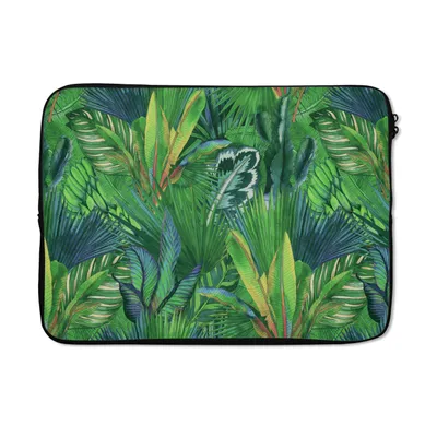 Produktbild von MuchoWow® Laptop Hülle 14 ZollBlätter - Tropisch - Muster Laptoptasche - Laptoptasche - Stoßsicher - Schutzhaube